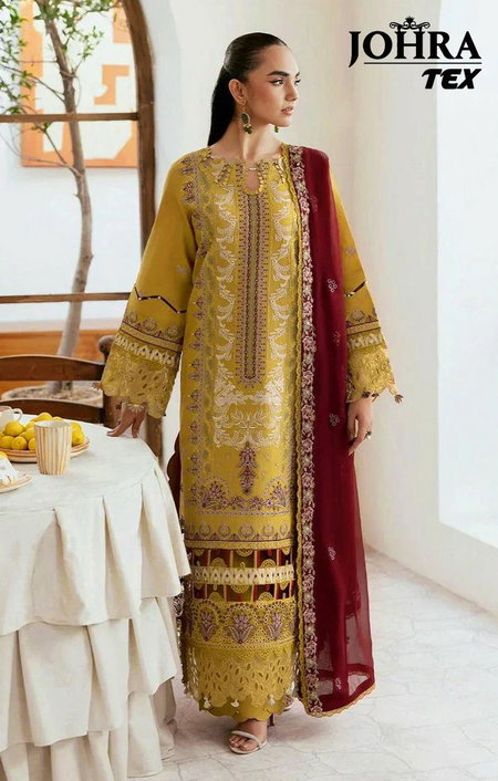 Johra Tex 185 Cambric Cotton Embroidery Bulk Pakistani Salwar Suits Orders In India